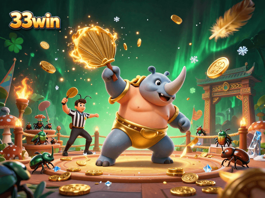 Experience thrilling action at 33win as our beetle champion competes in a stunning casino arena.