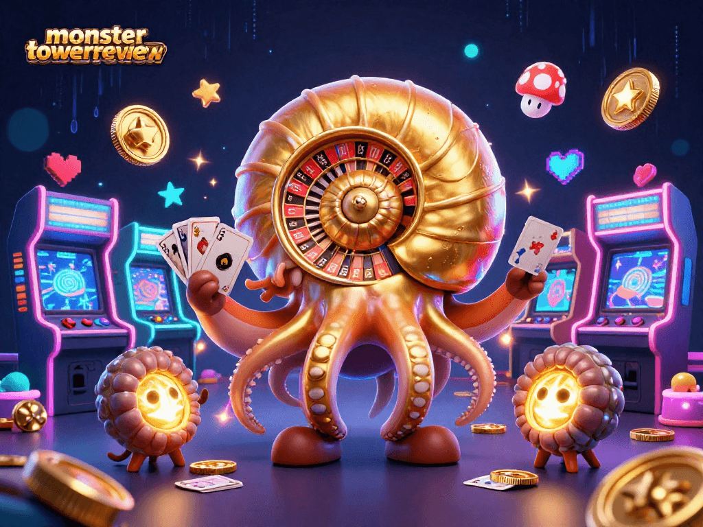 Experience the thrill of gaming with nautilus and ammonite characters in a vibrant casino setting by monstertowerreview.