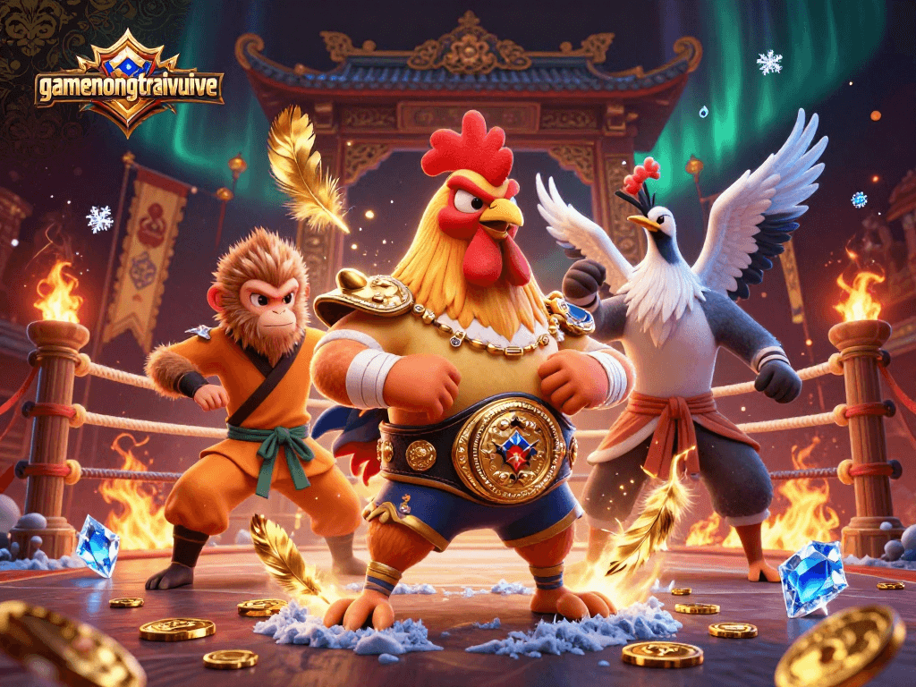 Experience thrilling action with gamenongtraivuive's characters in a dynamic casino scene.