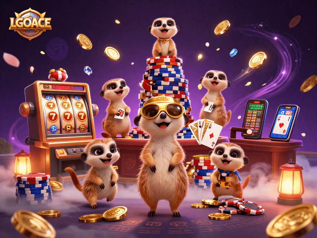 LGOACE brings thrilling slot action with a dynamic meerkat casino scene and vibrant play elements.