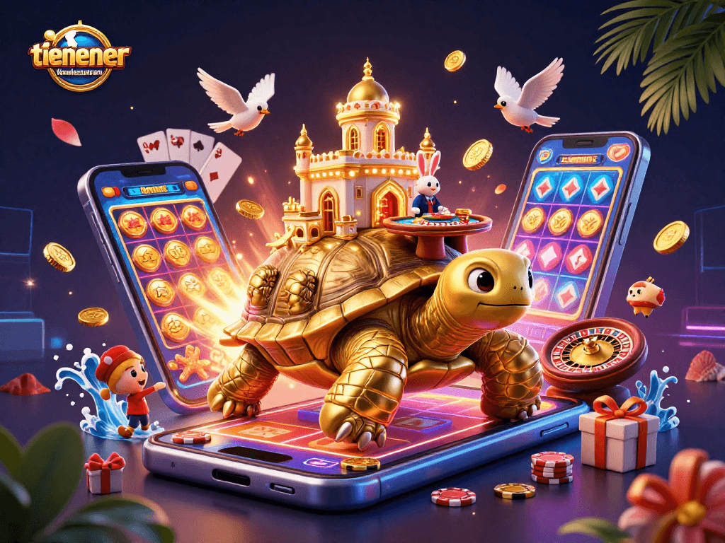 Experience the thrilling gameplay of tienlenmiennam with dynamic casino elements in an engaging illustration.