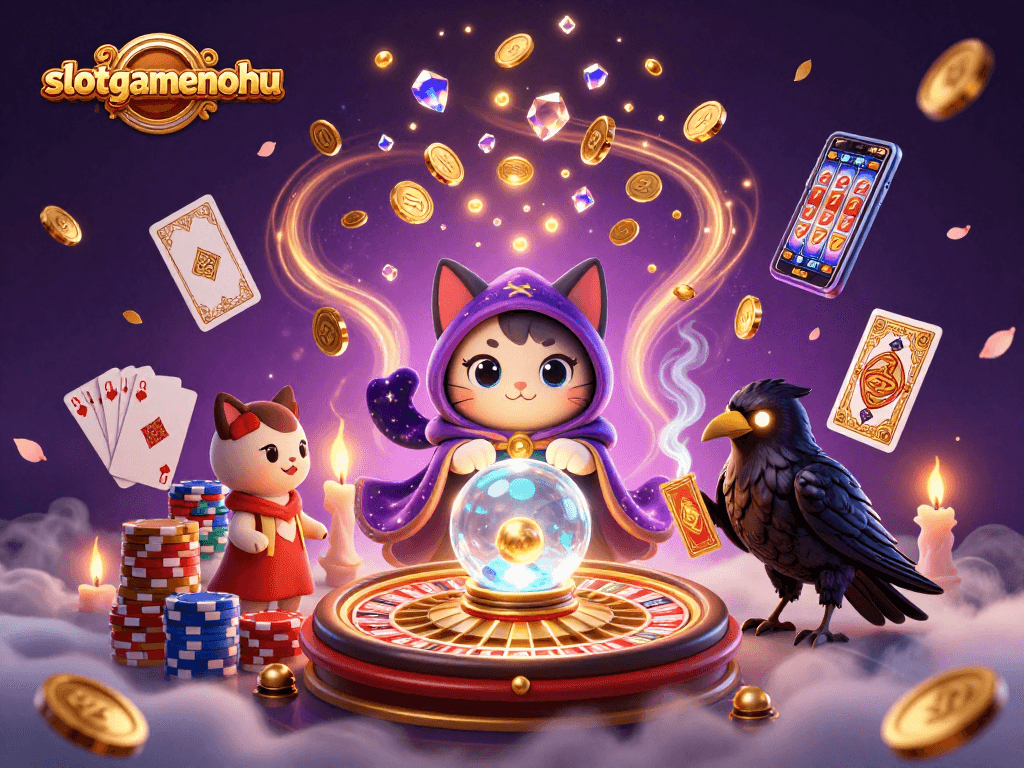 Experience the excitement of slotgamenohu with a vibrant illustrated 3D casino scene.