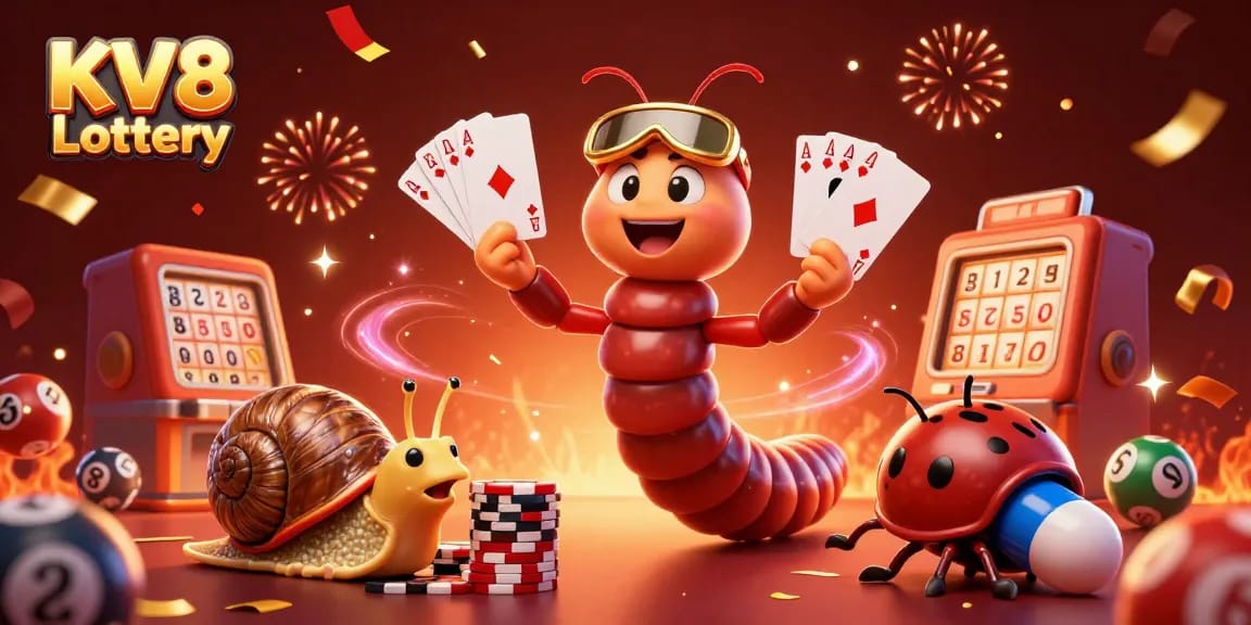 Experience the thrill of KV8 Lottery with exciting lottery elements in a vibrant 3D scene