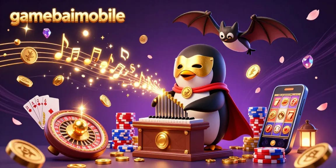 Experience thrilling gameplay with gamebaimobile, featuring a vibrant casino scene and dynamic winning elements.
