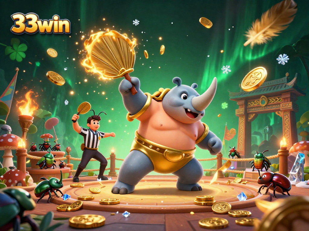 Experience thrilling action at 33win as our beetle champion competes in a stunning casino arena.