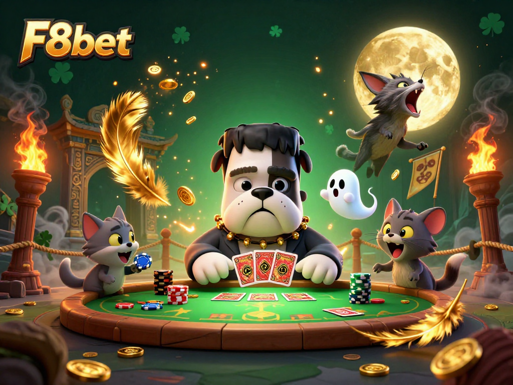 Engage with thrilling gameplay at F8bet, where a monster dealer hosts a casino showdown.