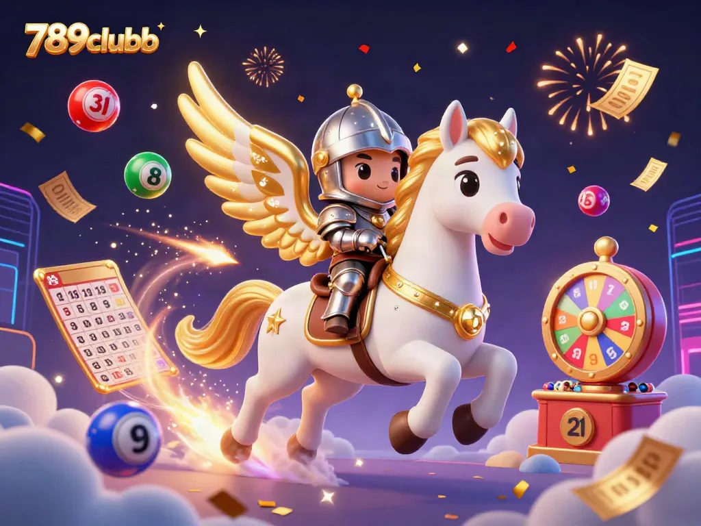 Pursue jackpots at 789clubb with dynamic lottery elements in a vibrant 3D illustration showcasing gaming excitement.