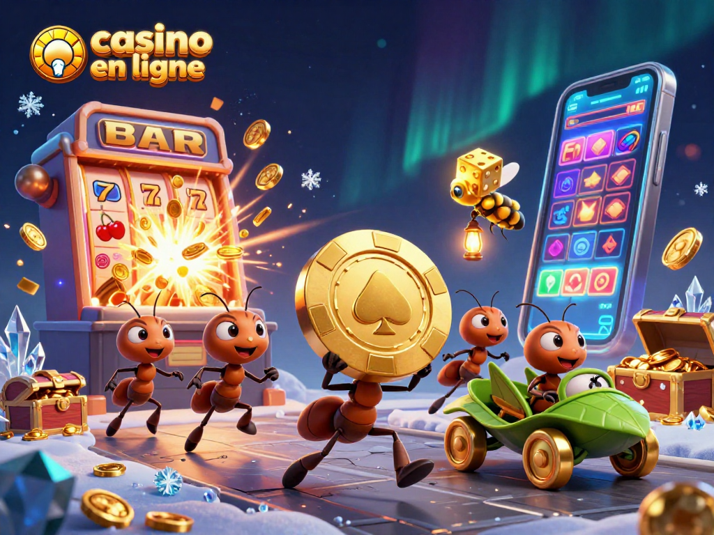 Vivez l'excitation du casino en ligne avec une équipe d'insectes en quête de gains majeurs.