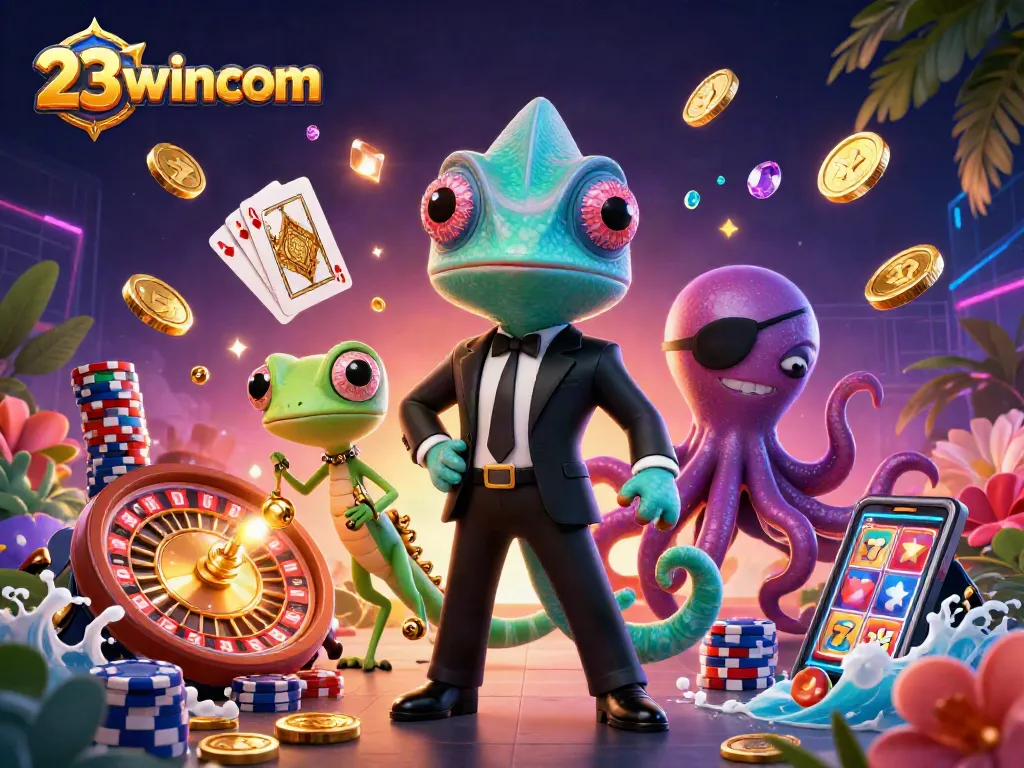 Spin the reels with the exciting 23wincom casino experience, showcasing vibrant gambling elements.