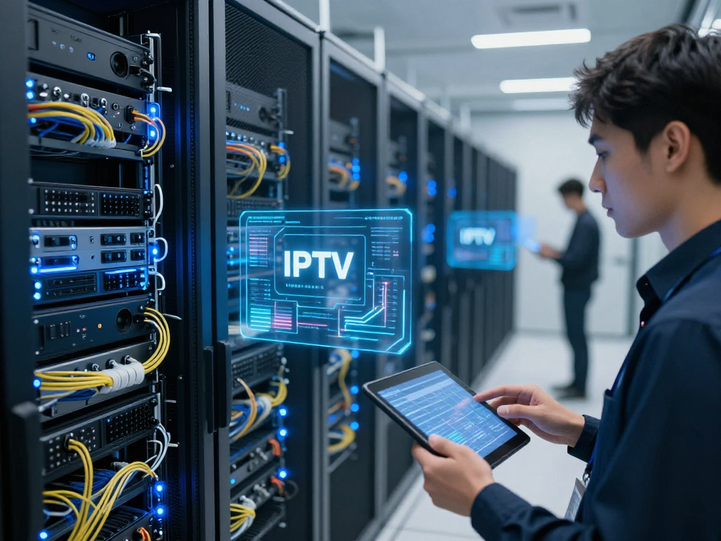 IPTV reseller panel dashboard in a modern server environment showcasing SaaS solutions and cloud computing technology.