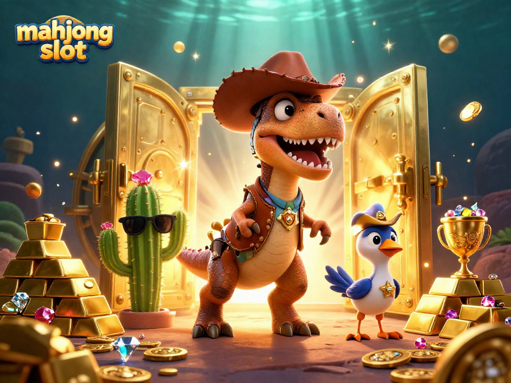 Experience mahjong slot excitement with colorful 3D cartoon characters and treasure elements!