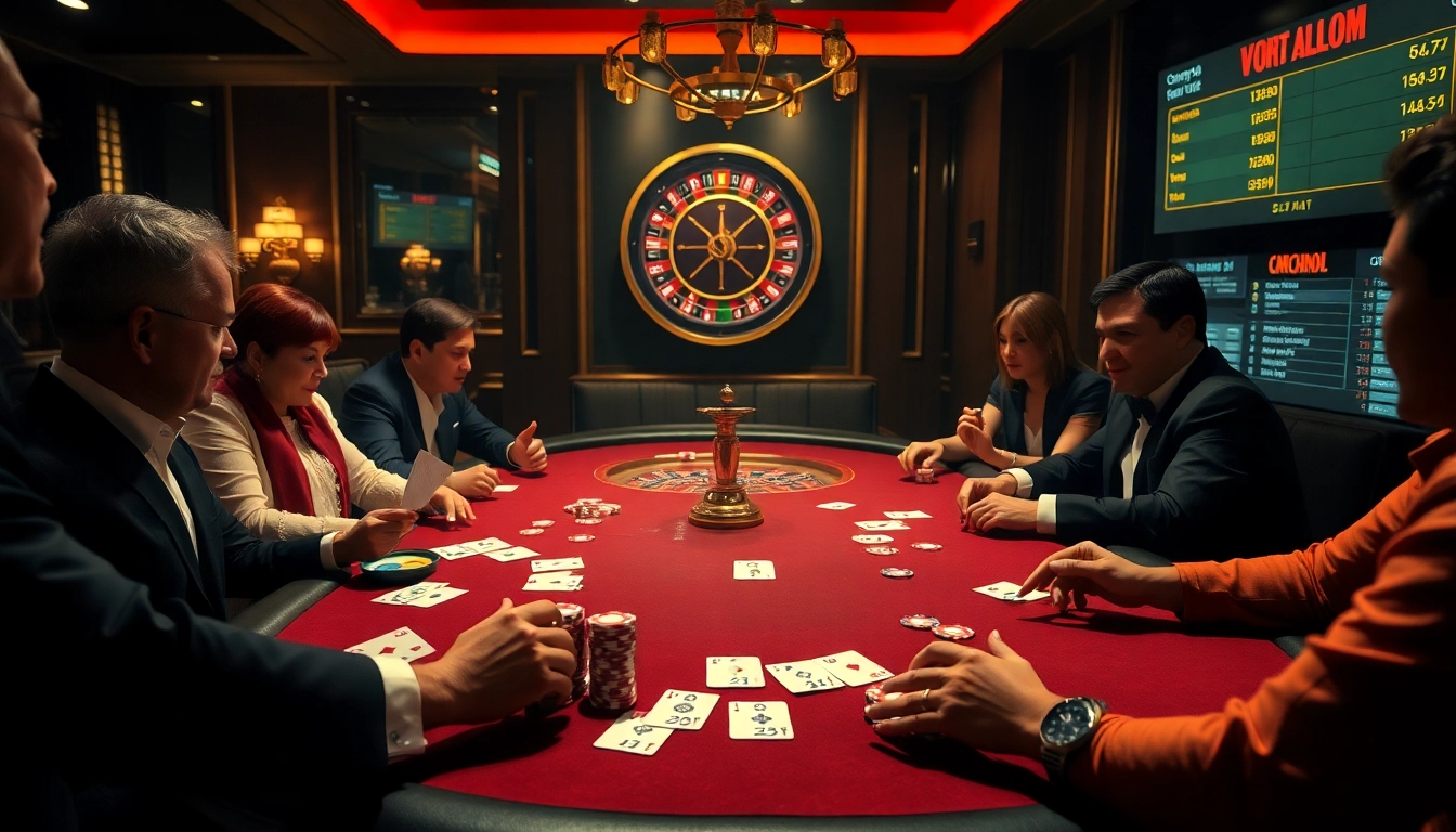 Players engaging in high-stakes game at JBO Vietnam's luxurious casino table.