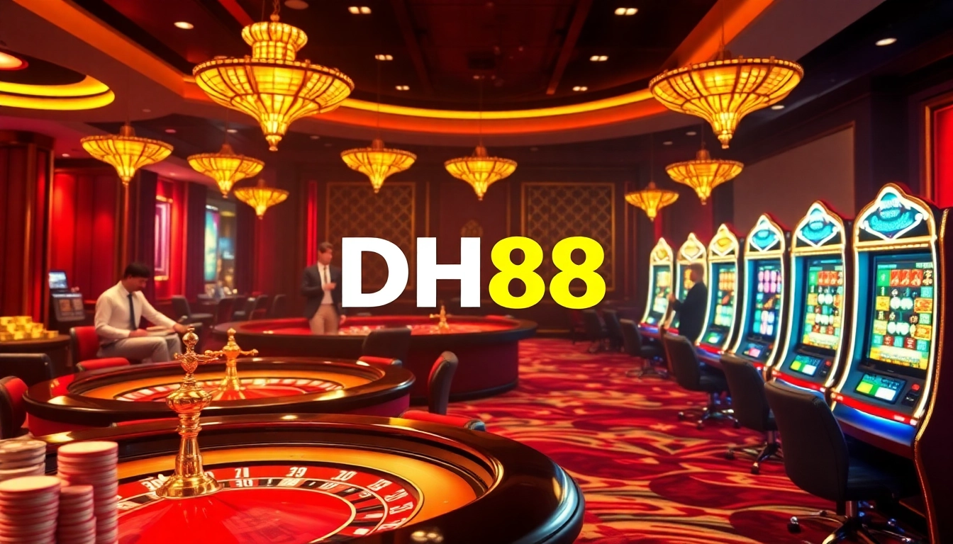 Experience thrilling gameplay at DH88 casino with vibrant slot machines and poker tables.