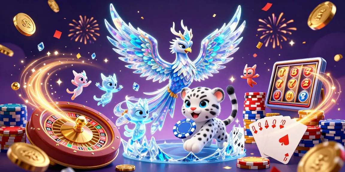 Experience the thrill of sunwinx with a magical casino scene featuring a playful snow leopard and an ice phoenix.