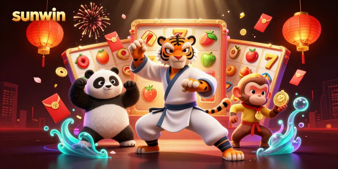 Enhance your gaming experience with sunwin as a tiger master showcases slot reels and celebrations
