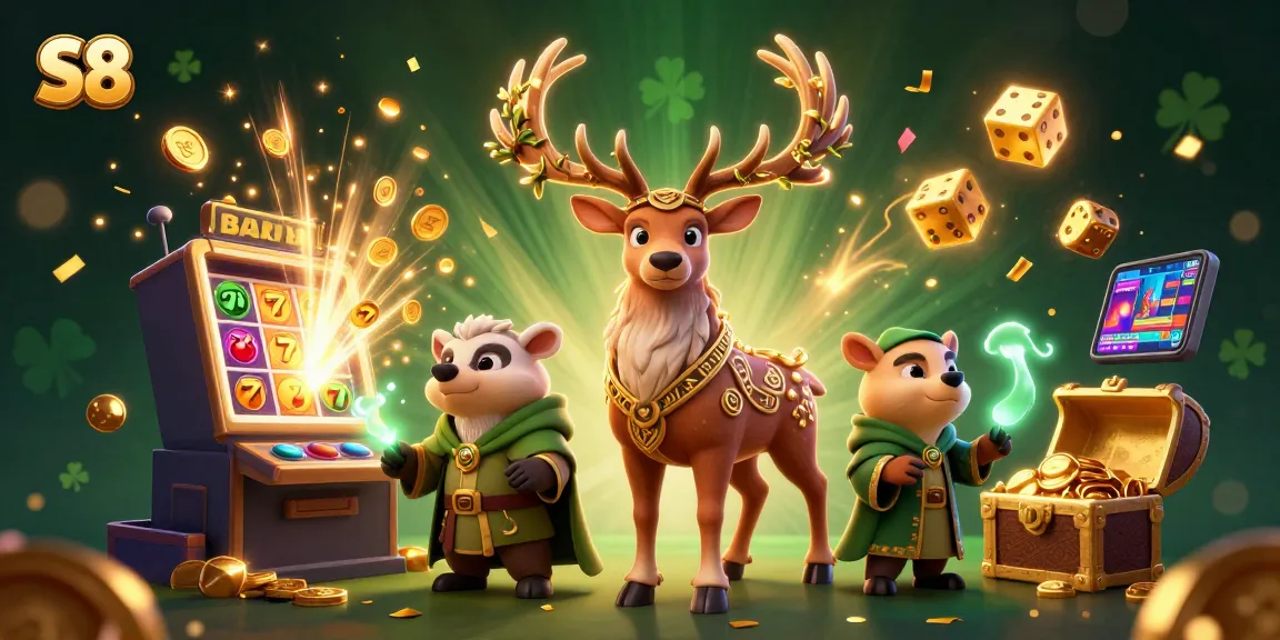 S8 casino players spinning slots and winning big with vibrant, dynamic illustrations